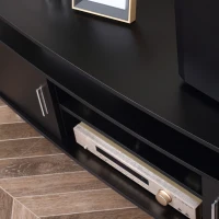 HOMCOM Comoda TV cu 2 compartimente inchise raft blat benzi antiderapante negru(m-6)