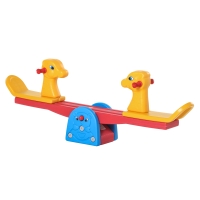 HOMCOM Baloiço Infantil em Forma de Girafa com Encosto Guidão Texturizado Carga 20kg por Assento para Interior e Exterior 150x32x60cm Multicor