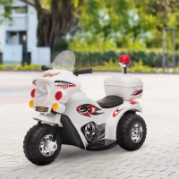 HOMCOM Moto Elettrica 6V per Bambini 18-36 Mesi con 3 Grandi Ruote, Luci e Suoni Realistici, Bianco, 80x35x52cm(m-2)