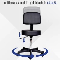 HOMCOM scaun rotativ, piele sintetica, 35x42-54cm, negru(m-6)