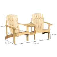 Outsunny 2 tuinstoelen met bijzettafel naturel dennenhout 178 x 87 x 92 cm(m-3)