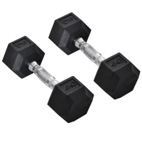 HOMCOM hexagon dumbbells handvat gekarteld 2 x 4 kg(m-1)