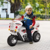 HOMCOM Moto Elettrica 6V per Bambini 18-36 Mesi con 3 Grandi Ruote, Luci e Suoni Realistici, Bianco, 80x35x52cm(m-10)