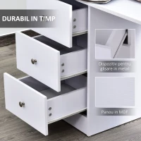 HOMCOM Masa de Birou cu Sertare si Rafturi Torpedou, Alb, 120x49x72cm(m-6)