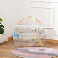 PawHut Gabbia per Criceti Multilivello con Tubi Φ6cm, Casetta per Criceti con Tetto apribile e Accessori Colorati in Plastica Trasparente 70L x 45P x 44Acm(m-10)