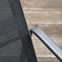 Outsunny Set Masă Bancă si 2 Scaune de Gradina din Metal si Textilen Neagra(m-9)