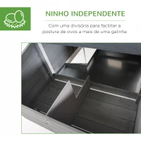 PawHut Galinheiro de madeira com ninho e curral bandeja removível rampa janela 160x80x110 cm cinza e branco(m-6)