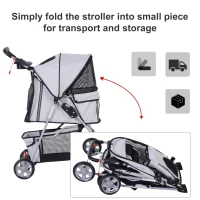 PawHut Carucior Pliabil pentru Caini 75×45×97 cm – Gri(m-5)