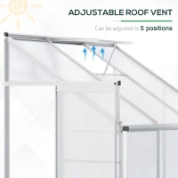 Outsunny 6 X 4ft Walk-In Lean to Greenhouse Garden Heavy Duty Aluminium Polycarbonate with Roof Vent for Plants Herbs Vegetables, Silver(m-4)
