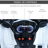 HOMCOM Quadriciclo Elétrico Infantil para Crianças de 3-6 Anos com Bateria 12V MP3 Rádio Luzes Carga Máxima 30kg 103,5x69,5x70cm Branco(m-5)