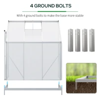 Outsunny 6 X 4ft Walk-In Lean to Greenhouse Garden Heavy Duty Aluminium Polycarbonate with Roof Vent for Plants Herbs Vegetables, Silver(m-7)
