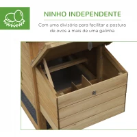 PawHut Galinheiro de Madeira de Abeto para Exterior Gaiola para 2-3 Galinhas com Cercado de Arame Teto Abatível Caixa Ninho Bandeja Removível e Rampa 150,5x54x87cm Natural(m-6)