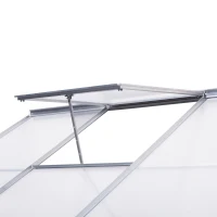 Outsunny 6 X 4ft Walk-In Lean to Greenhouse Garden Heavy Duty Aluminium Polycarbonate with Roof Vent for Plants Herbs Vegetables, Silver(m-9)