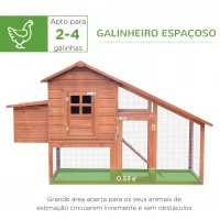 PawHut Galinheiro de Madeira para Exteriores tipo Jaula Conejera 190x66x116cm(m-4)
