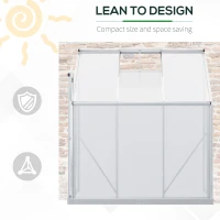 Outsunny 6 X 4ft Walk-In Lean to Greenhouse Garden Heavy Duty Aluminium Polycarbonate with Roof Vent for Plants Herbs Vegetables, Silver(m-5)