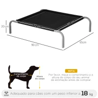 PawHut Cama Elevada para Animais de Estimação Cama para Cães e Gatos Desmontável Tecido Textilene Exterior Jardim Terraço 90x65x20cm Preto(m-3)
