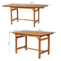 Outsunny Outdoor Expandable Acacia Wood Dining Table Garden Backyard Furniture(m-3)