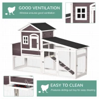 PawHut 200cm Deluxe Chicken Coop Small Animal Rabbit Habitat Hen House with Outdoor Run Resting Nesting Box Removable Tray Waterproof Asphalt Roof Lockable Door(m-4)