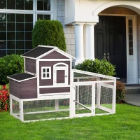 PawHut 200cm Deluxe Chicken Coop Small Animal Rabbit Habitat Hen House with Outdoor Run Resting Nesting Box Removable Tray Waterproof Asphalt Roof Lockable Door(m-10)