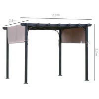 Pawilon 3 x 3 m, pergola z regulowanym daszkiem z tkaniny, UV + wodoodporny, stal(m-3)