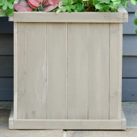 Outsunny Wooden Garden Planter & Bench Combination Garden Raised Bed Patio Park Grey 176 x 38 x 40 cm(m-8)