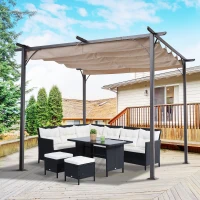Outsunny 3 x 3(m) Metal Pergola Retractable Canopy Marquee Party(m-9)