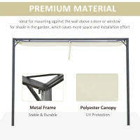 Outsunny 3 x 3(m) Outdoor Pergola Retractable Canopy Wall Mounted Gazebo Patio Shelter Sun Shade, Cream White(m-5)