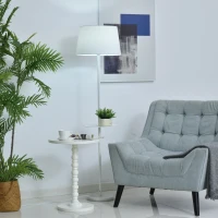 HOMCOM Lampada da Terra con Mensola e Design Moderno per Camera da Letto o Soggiorno Bianca, 40x40x152cm(m-2)