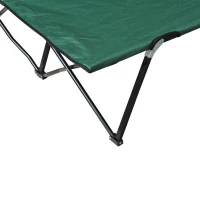 Outsunny Double Camping Cot Foldable Sunbed Outdoor Patio Sleeping Bed Super Light w/ Carr Bag (Green)(m-8)