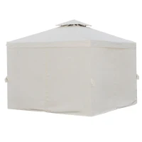 Outsunny 3 x 3 m Garden Metal Gazebo Marquee Patio Wedding Party Tent Canopy Shelter with Pavilion Sidewalls  (Beige)(m-11)