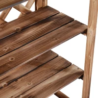 Outsunny 3-Tier Wooden Flower Stand Plant Holder Shelf Display Rack Pots Storage Outdoor Indoor  75 x 38 x 120cm(m-9)