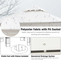 Outsunny 3 x 3m Outdoor Garden Steel Gazebo with 2 Tier Roof, Patio Canopy Marquee Patio Party Tent Canopy Shelter Vented Roof Decorative Frame - Cream(m-6)