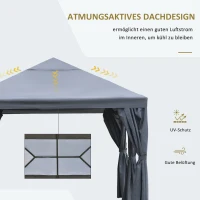 Outsunny Gartenpavillon Pavillon Gartenzelt Festzelt Partyzelt mit 6 x Seitenwand Metall + Polyester Grau 4 x 3 x 2,85 m(m-5)