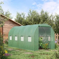 Outsunny Walk in Polytunnel Outdoor Garden Greenhouse with Windows and Doors (4 x 2M)(m-2)