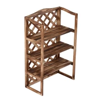 Outsunny 3-Tier Wooden Flower Stand Plant Holder Shelf Display Rack Pots Storage Outdoor Indoor  75 x 38 x 120cm(m-11)