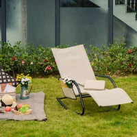 Outsunny Breathable Mesh Rocking Chair Patio Rocker Lounge for Indoor & Outdoor Recliner Seat w/ Removable Headrest for Garden and Patio(m-10)