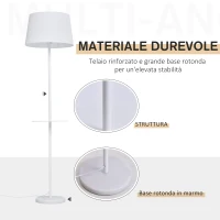 HOMCOM Lampada da Terra con Mensola e Design Moderno per Camera da Letto o Soggiorno Bianca, 40x40x152cm(m-4)
