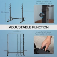 HOMCOM Multifunction Barbell Squat Rack Stand Heavy-Duty Strength Training Dumbbell Rack Adjustable Height Weight Lifting Bench Press Dip Station for Home Gym, Black(m-4)