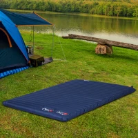 Outsunny 2 Person Camping Inflating Sleeping Mat Inflatable Mattress Ultralight Folding Bed Portable Air Pad for Outdoor Backpacking Hiking Travel - Blue(m-2)