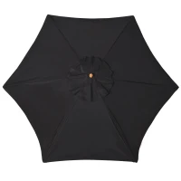 Outsunny 2.5m Wood Garden Parasol Sun Shade Patio Outdoor Wooden Umbrella Canopy Black(m-7)