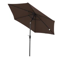 Outsunny 2.7M Patio Tilt Umbrella Sun Parasol Outdoor Garden Sun Shade Aluminium Frame with Crank(Coffee)(m-10)