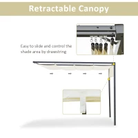 Outsunny 3 x 3(m) Outdoor Pergola Retractable Canopy Wall Mounted Gazebo Patio Shelter Sun Shade, Cream White(m-4)