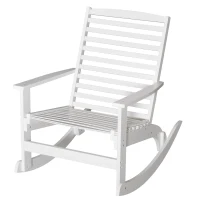 Outsunny Patio Rocking Chair Non-slip Porch Rocker for Balcony Garden Terrace Bamboo Plywood White(m-11)