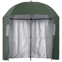 Outsunny 2m Beach Parasol Fishing Umbrella Brolly with Sides and Push Botton Tilt Sun Shade Shelter with Carry Bag, UV30+, Green(m-1)