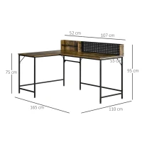HOMCOM L Shape Computer Desk with Large Tabletop, Industrial Corner Desk for Small Space, Home, Office, Study, Rustic Brown(m-3)