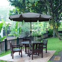 Outsunny 2.7m Patio Umbrella Garden Parasol Outdoor Sun Shade Table Umbrella with Tilt, Crank, 8 Ribs, Ruffles, Grey(m-8)