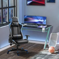 Vinsetto Professional Gaming Chair Height Adjustable Reclining Chair w/ Lumbar Support and Headrest, Blue(m-2)