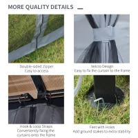 Outsunny 4 x 3(m) Garden Aluminium Gazebo Hardtop Roof Canopy Marquee Party Tent Patio Outdoor Shelter with Mesh Curtains & Side Walls - Grey(m-5)