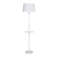 HOMCOM Lampada da Terra con Mensola e Design Moderno per Camera da Letto o Soggiorno Bianca, 40x40x152cm(m-11)