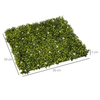 Outsunny 12PCS Artificial Boxwood Wall Panels 50cm x 50cm Grass Privacy Fence Screen Faux Hedge Greenery Backdrop Encrypted Milan Grass with White Flowers for Home Garden Backyard Balcony(m-3)